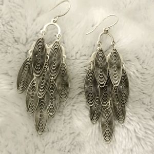 2" Chandelier silverish black dangling earrings